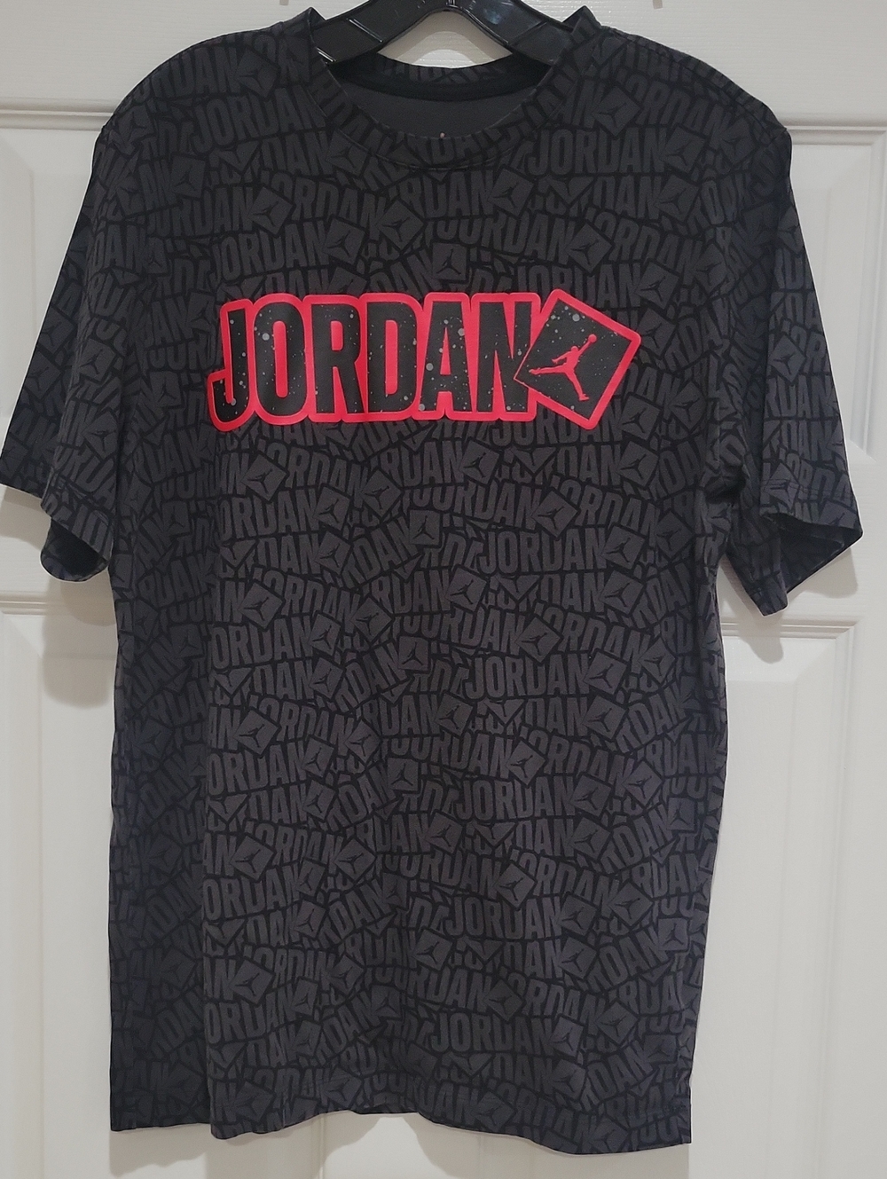 Jordan Black Short-Sleeve Tee with Red Logo